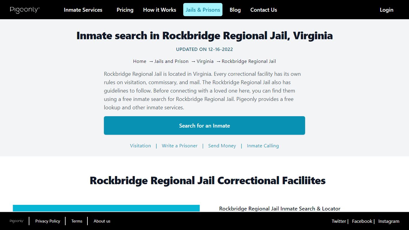 Inmate Search Rockbridge Regional Jail, Virginia | Pigeonly