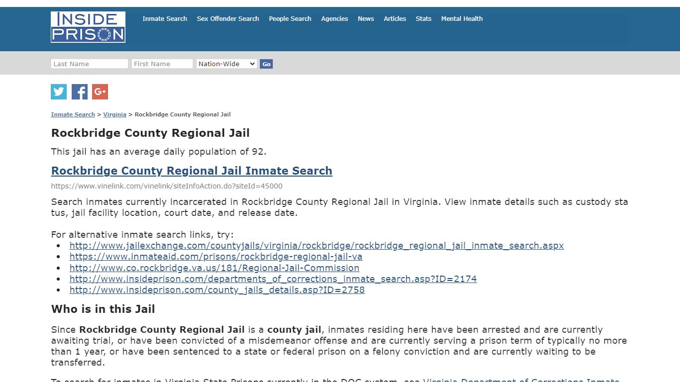 Rockbridge County Regional Jail - Virginia - Inmate Search - Inside Prison